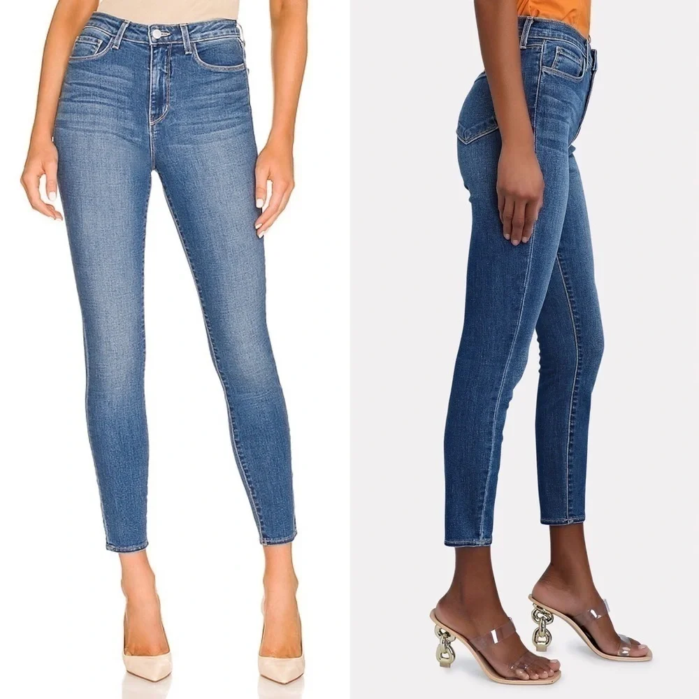 NEW L’AGENCE Margot High Waist Distressed Ankle Cropped Slimming Skinny‎ Jean 25